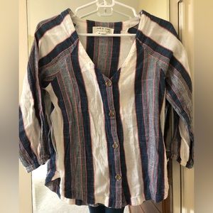Anthropologie Cloth & Stone Striped 100% Cotton Top Size XS